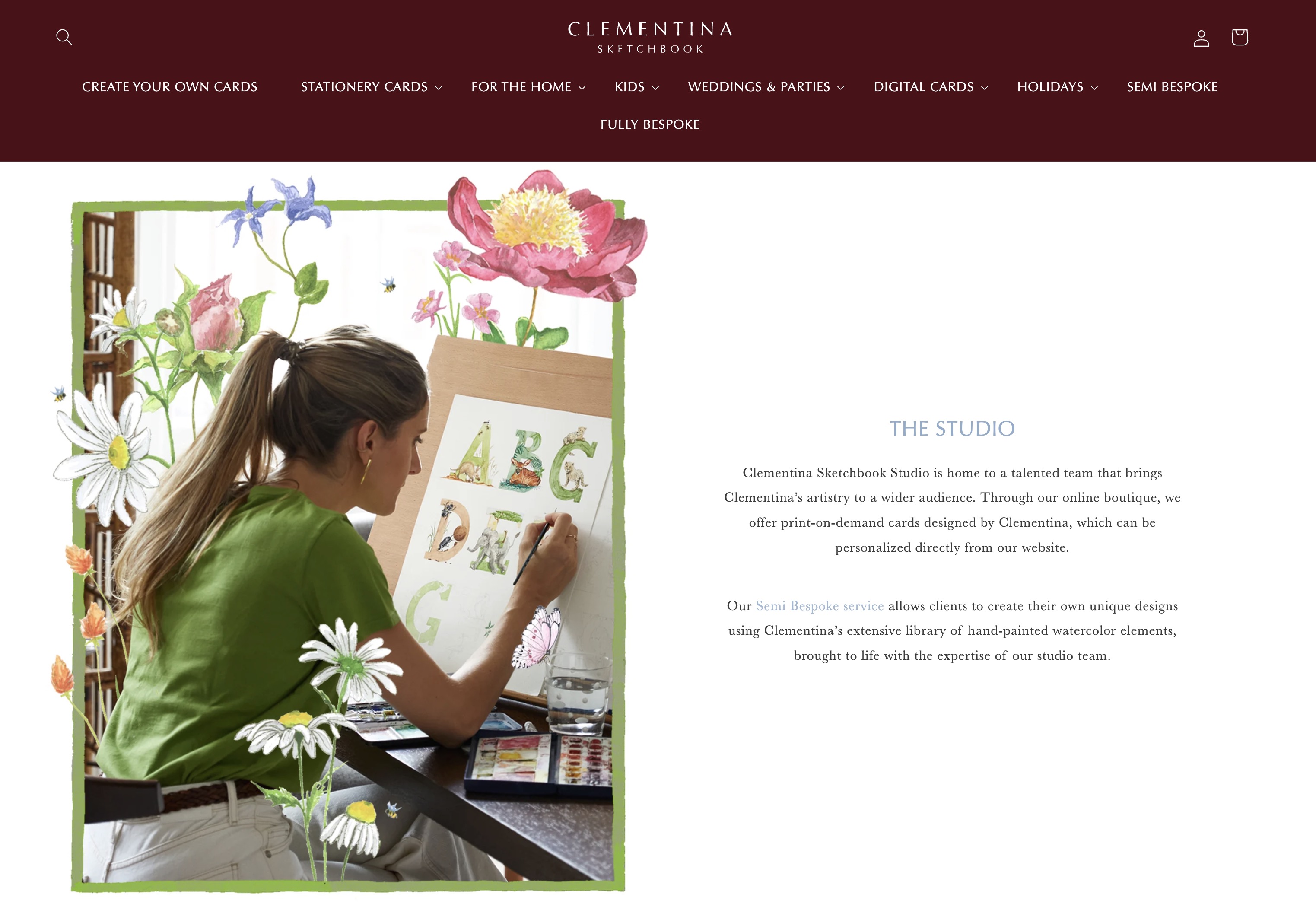 Clementina Sketchbook — Shopify, Custom Theme