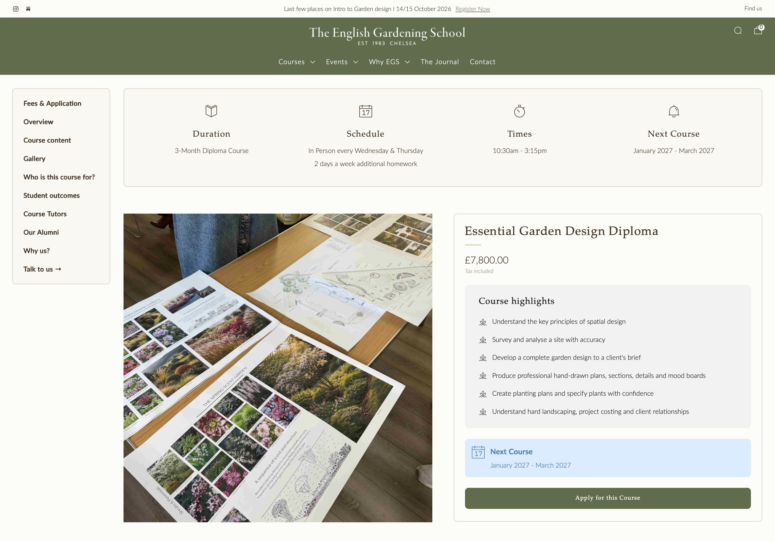 The English Gardening School — Shopify, Custom Theme, Store Launch / Strategy